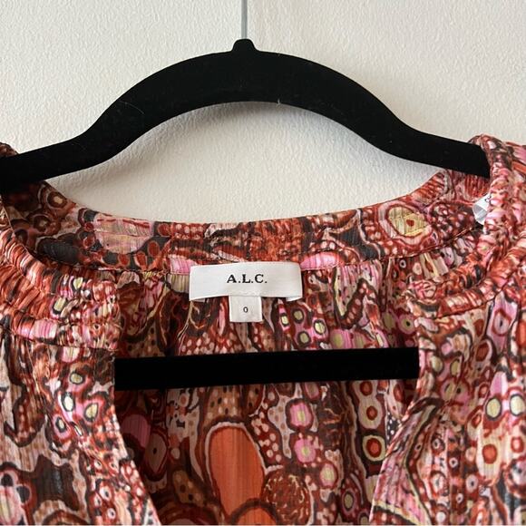 A.L.C. Grace Silk Blend Blouse in Sorbet Paisley - Picture 3 of 5